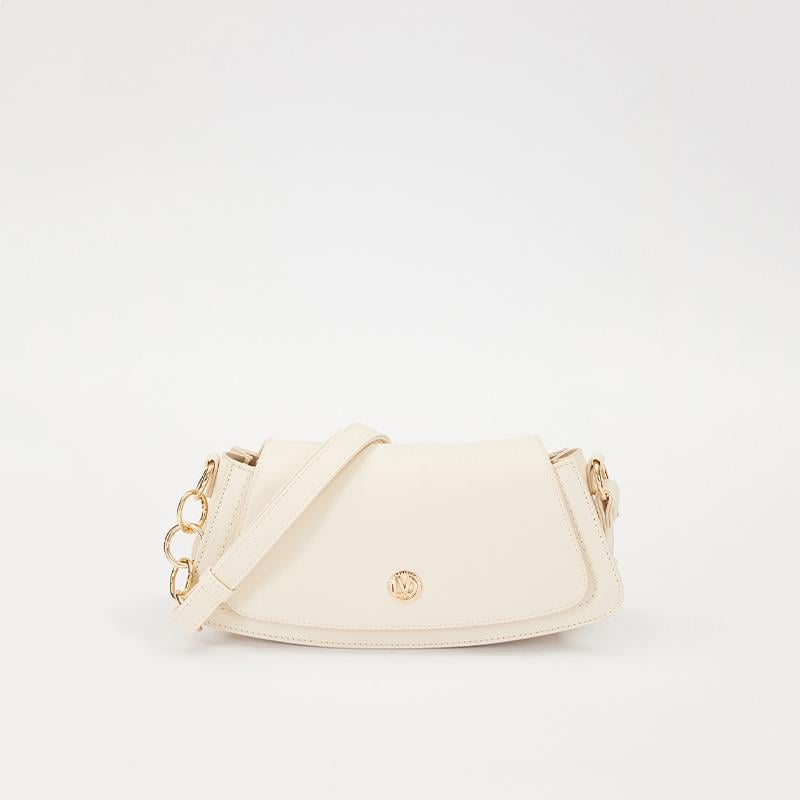 Levidor Krem  Oval Formlu Zarif Omuz Çantası