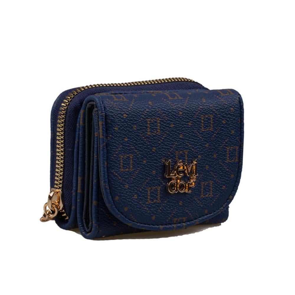 Levidor Lacivert  Küçük Boy Monogram Kadın Cüzdan