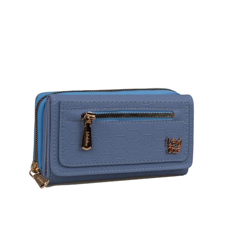 Levidor Mavi  Kadın Monogram Lisans Baskılı Cüzdan