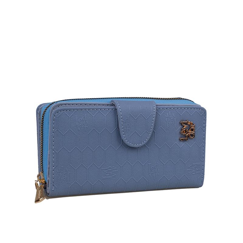 Levidor Mavi  Kapaklı Kadın Monogram Cüzdan