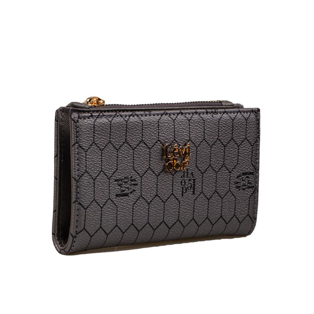 Levidor Platin  İnce Monogram Baskı Kadın Cüzdan