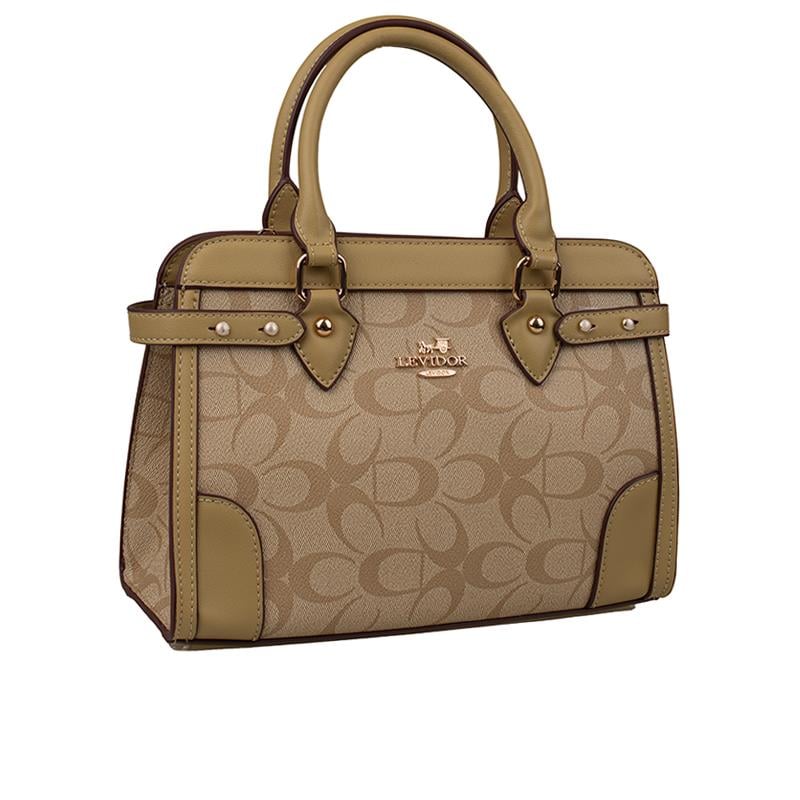 Levidor Yeşil  Kadın Deri Baskılı El Çantası