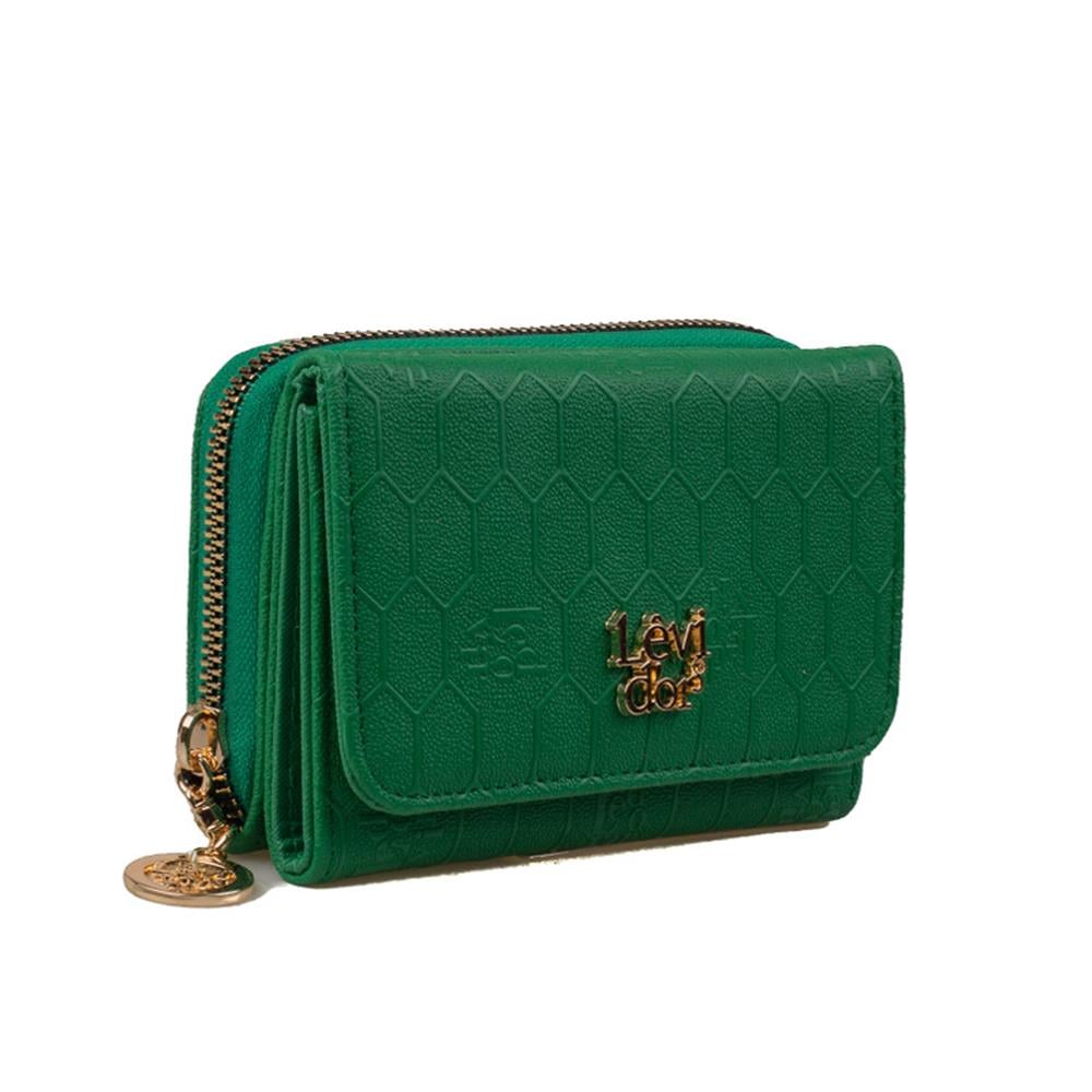 Levidor Yeşil  Orta Boy Kadın Lazer Baskılı Cüzdan