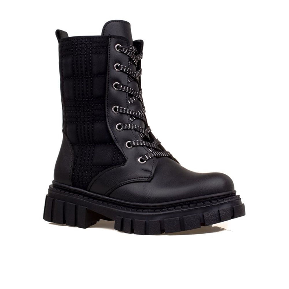 M2S Siyah Kız Çocuk Kalın Taban Postal Bot