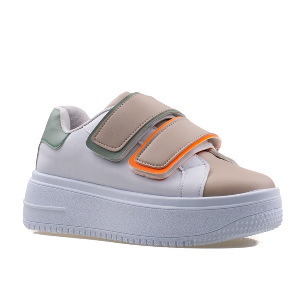 M2S Ten Kadın Cırtlı Kalın Topuk Beyaz Sneaker