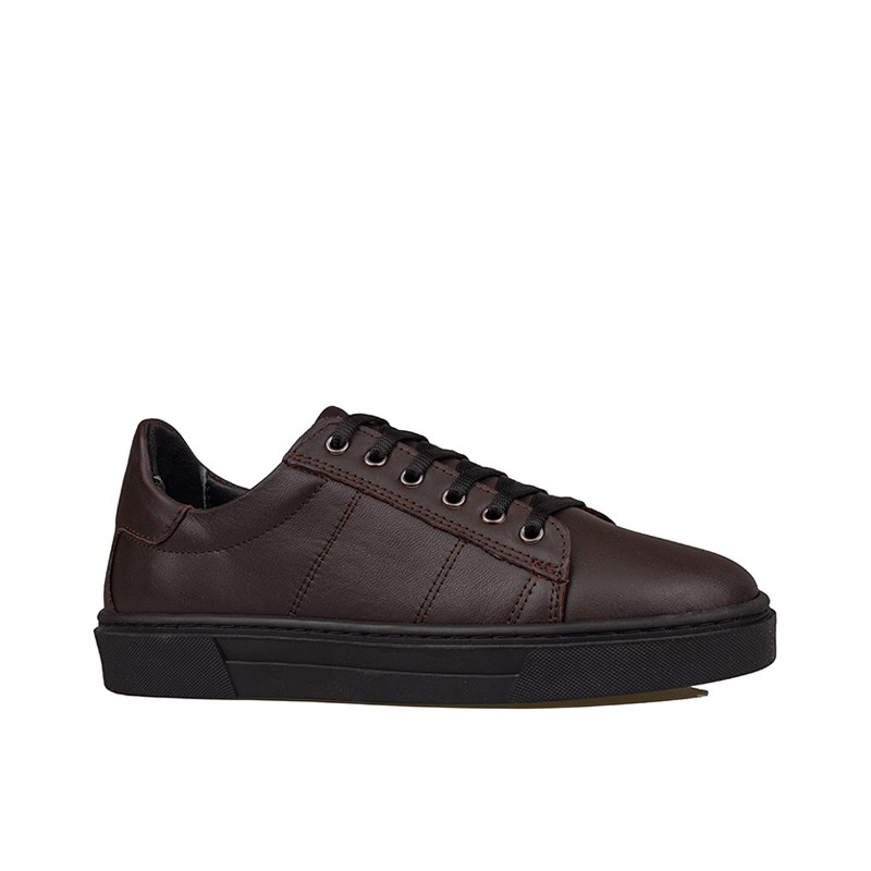 Slayka Kahverengi  Unisex Hakiki Deri Sneaker