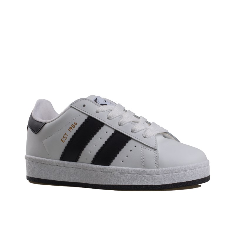 Trend Adımlar Beyaz-Siyah  Düz Çizgili Tarz Unisex Sneaker