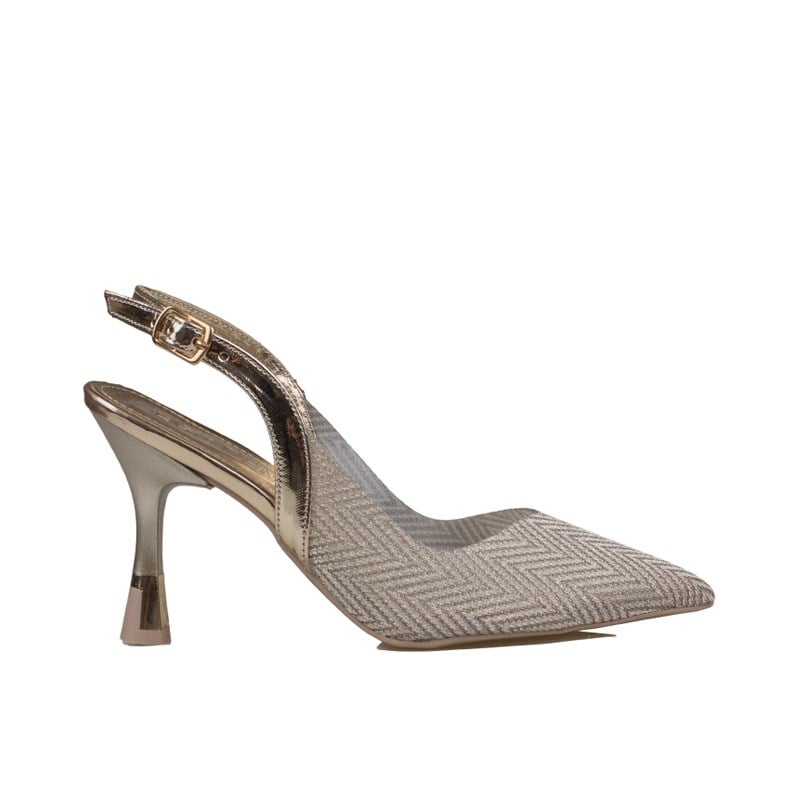 Trend Adımlar Gold  Kadın Şeffaf Parlak Klasik Slingback Ayakkabı