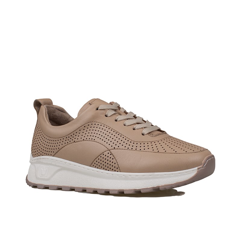 Trend Adımlar Kahverengi  Kadın Hakiki Deri Delikli Sneaker