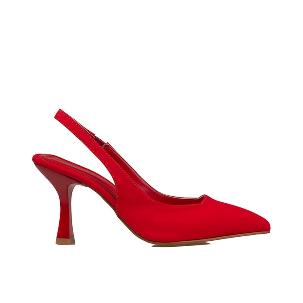 Trend Adımlar Kırmızı  Chic Ease Lastikli Kadın Keten Klasik Ayakkabı