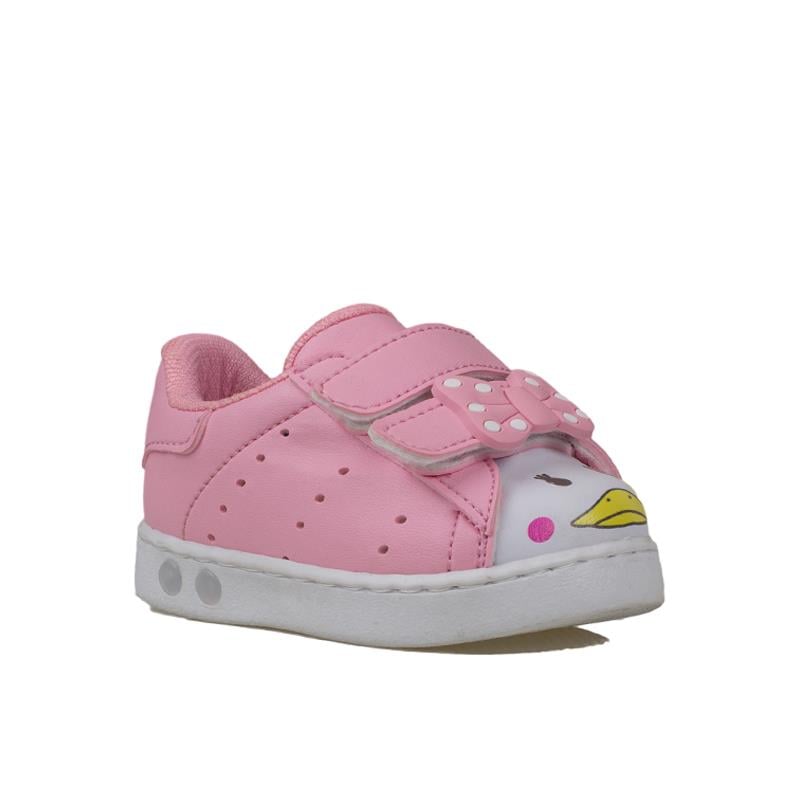 Trend Adımlar Pembe  Işıklı İlk Adım Bebe Cırtlı Sneaker