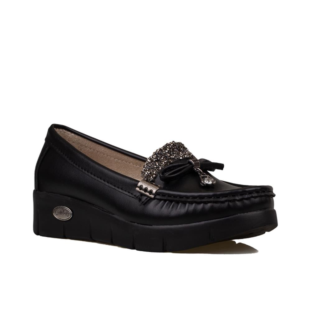 Trend Adımlar Siyah  Comfort Stride Suni Dolgu Topuk Kadın Ayakkabı