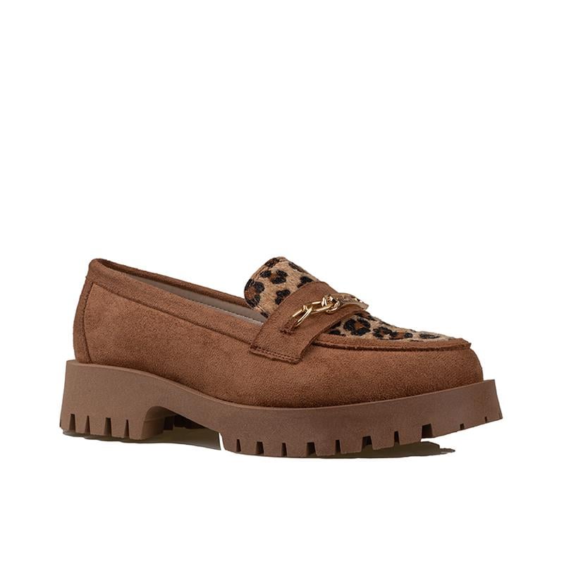 Trend Adımlar Taba  Kadın Nubuk Leopar Casual Ayakkabı