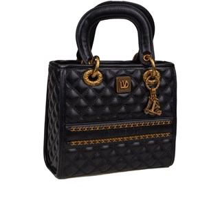 Levidor Siyah  Kadın Kapitone Premium El ve Omuz Çantası