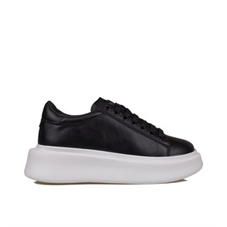 Lufian Siyah-Beyaz  Grace Kalın Taban Deri Sneaker