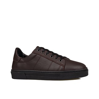 Slayka Kahverengi  Unisex Hakiki Deri Sneaker