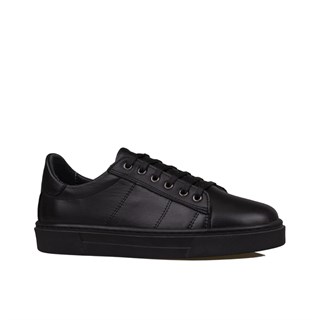 Slayka Siyah  Unisex Hakiki Deri Sneaker