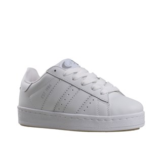 Trend Adımlar Beyaz  Düz Çizgili Tarz Unisex Sneaker