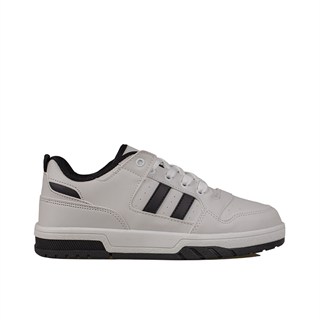 Trend Adımlar Beyaz-Siyah  Bağcıklı Düz Taban Unisex Spor Ayakkabı