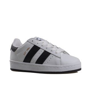 Trend Adımlar Beyaz-Siyah  Düz Çizgili Tarz Unisex Sneaker