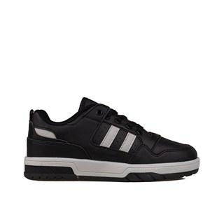 Trend Adımlar Siyah  Bağcıklı Düz Taban Unisex Spor Ayakkabı