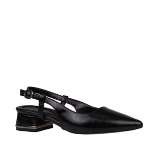 Trend Adımlar Siyah  Kadın Slingback Parlak Ayakkabı