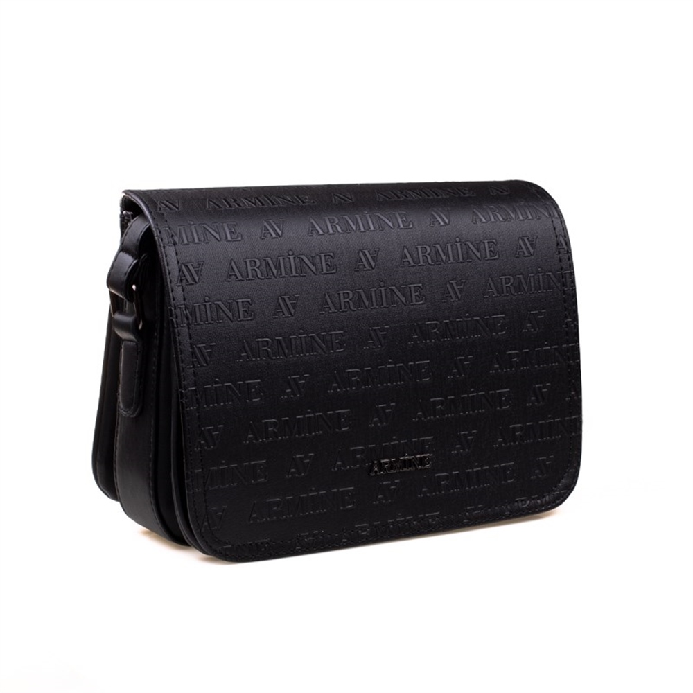 Armine Siyah Kadın Lazer Baskı Postacı Çantası