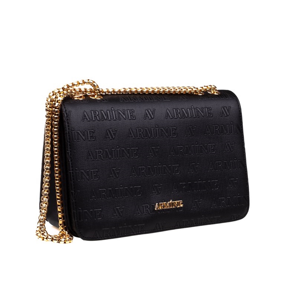 Armine Siyah Kadın Lazer Baskılı Zincir Askı Çanta