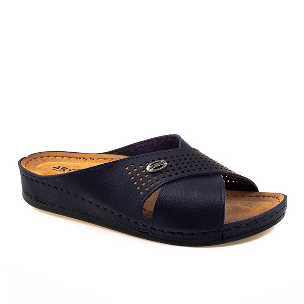 Aryan Lacivert Erkek Çapraz Delikli Terlik