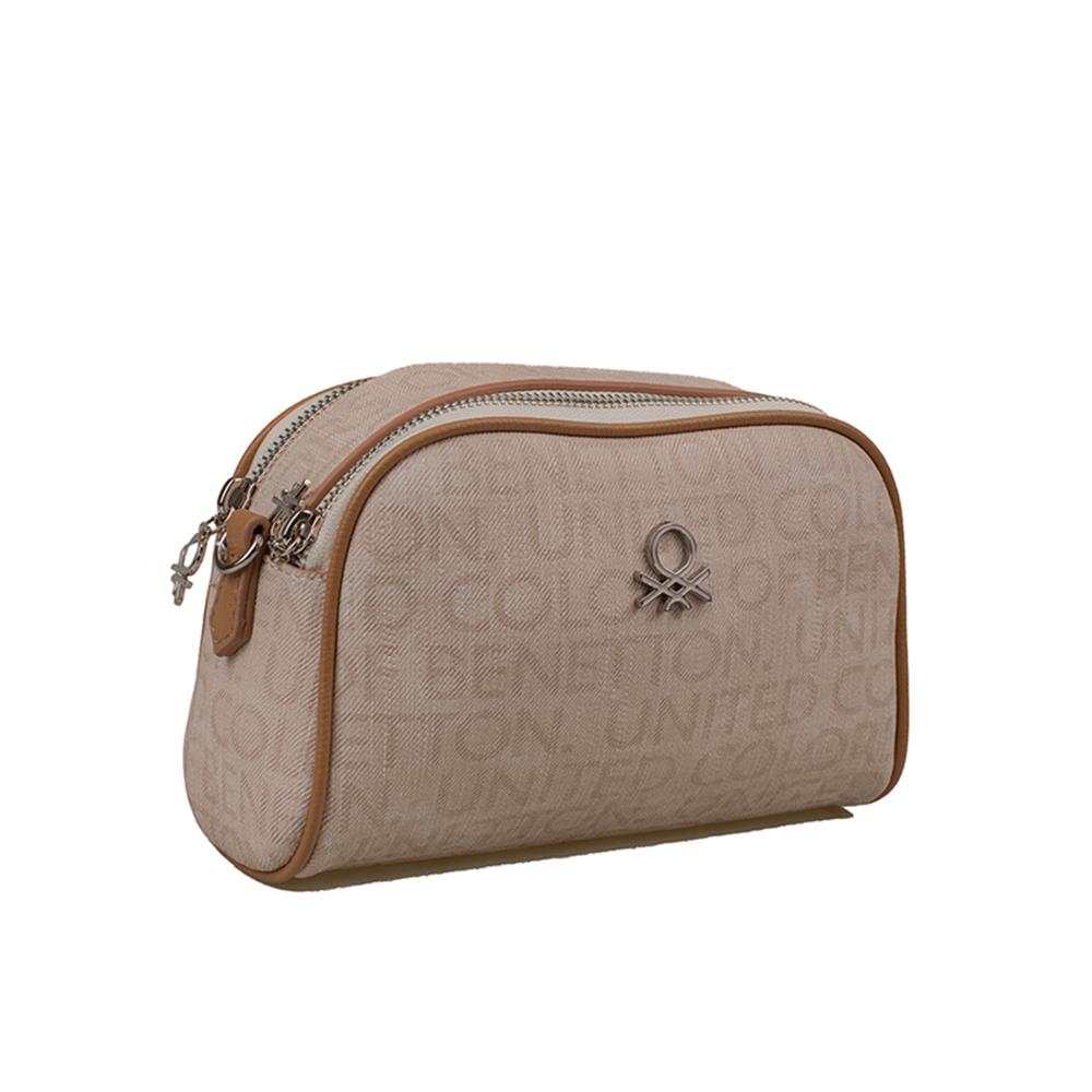 Benetton Bej  Monogram Eskitme Kadın Çapraz Çanta BNT 1278