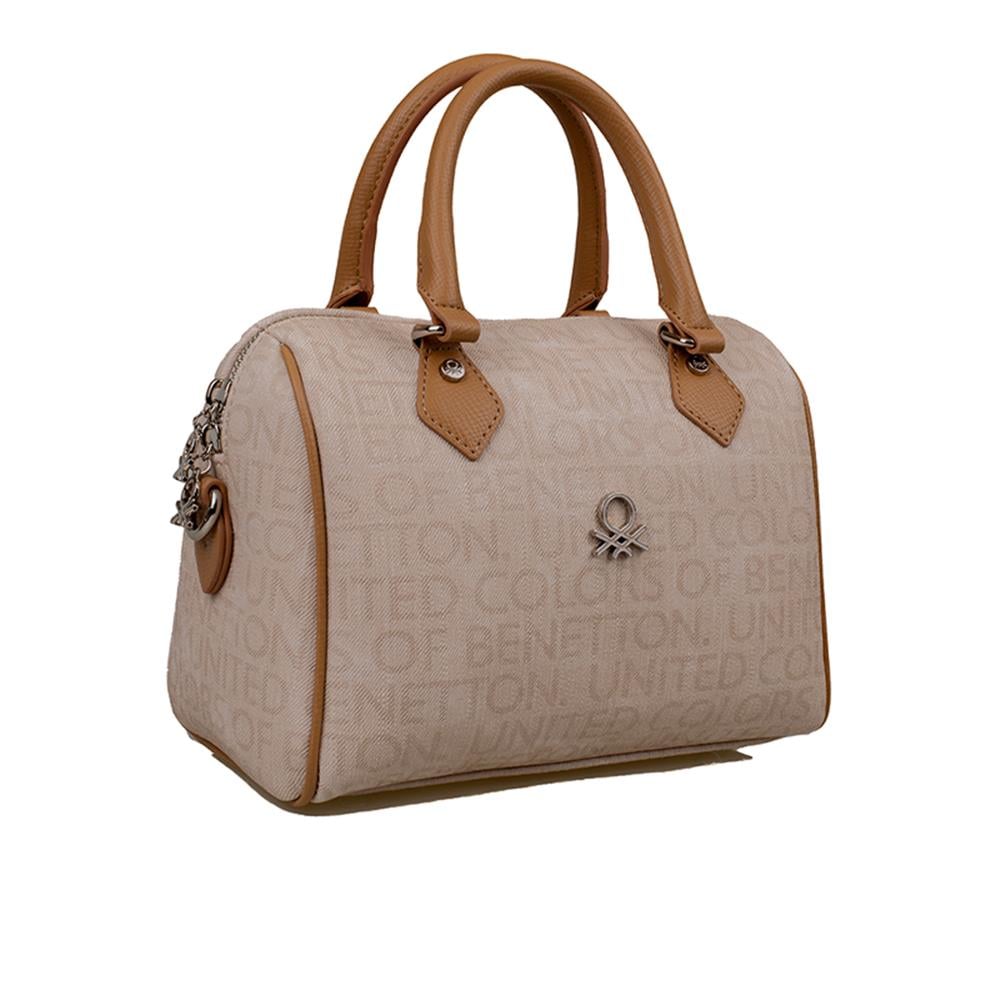Benetton Bej  Monogram Eskitme Kadın El Çantası BNT 1287