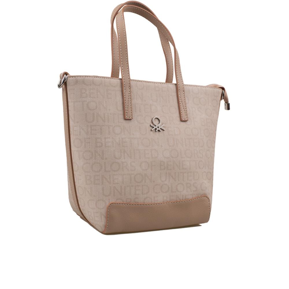 Benetton Bej  Monogram Eskitme Kadın El Çantası BNT 1331
