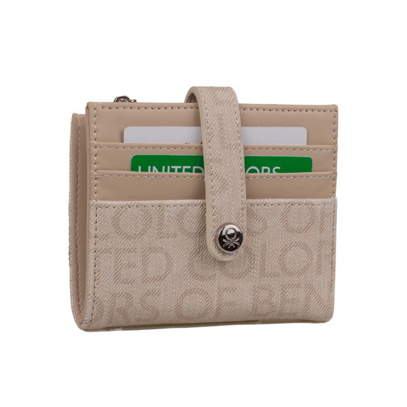 Benetton Bej  Monogram Eskitme Kadın Küçük Kartlık BNT 1309