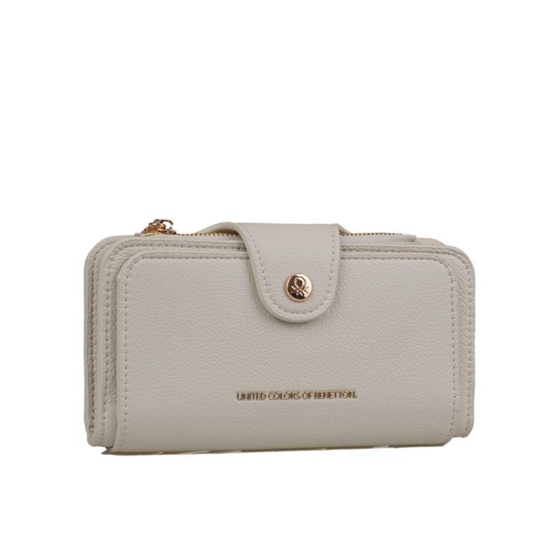 Benetton Bej  Sofline Kadın Deri Geniş Cüzdan BNT 1443