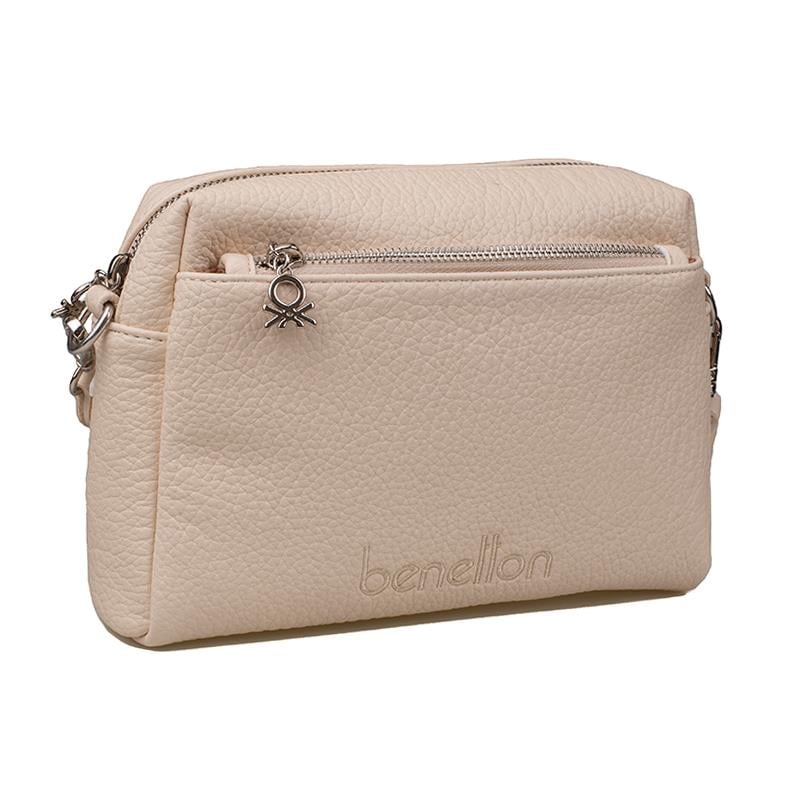 Benetton Bej  Soft Line Deri Kadın Çapraz Çanta BNT 1475 