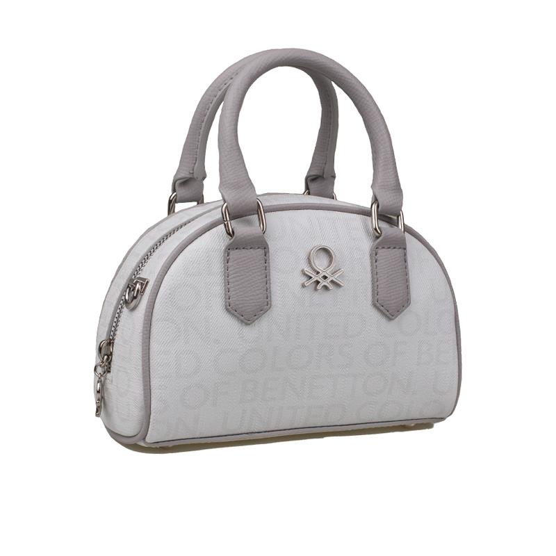 Benetton Beyaz  Mini Boy Monogram Eskitme Kadın El Çantası BNT1602