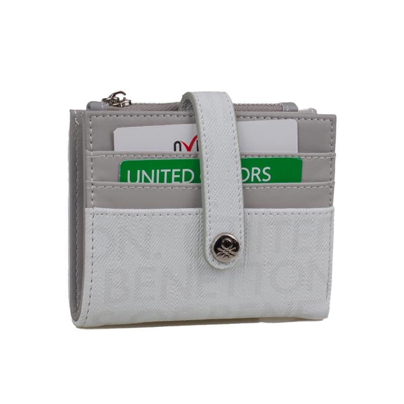 Benetton Beyaz  Monogram Eskitme Kadın Küçük Kartlık BNT 1309