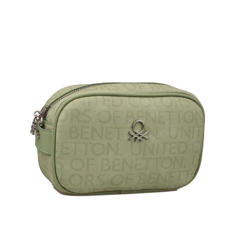 Benetton Haki  Kadın Monogram Eskitme Mini Çapraz Çanta BNT 1537