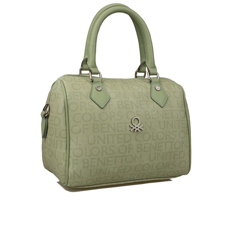 Benetton Haki  Monogram Eskitme Kadın El Çantası BNT 1287