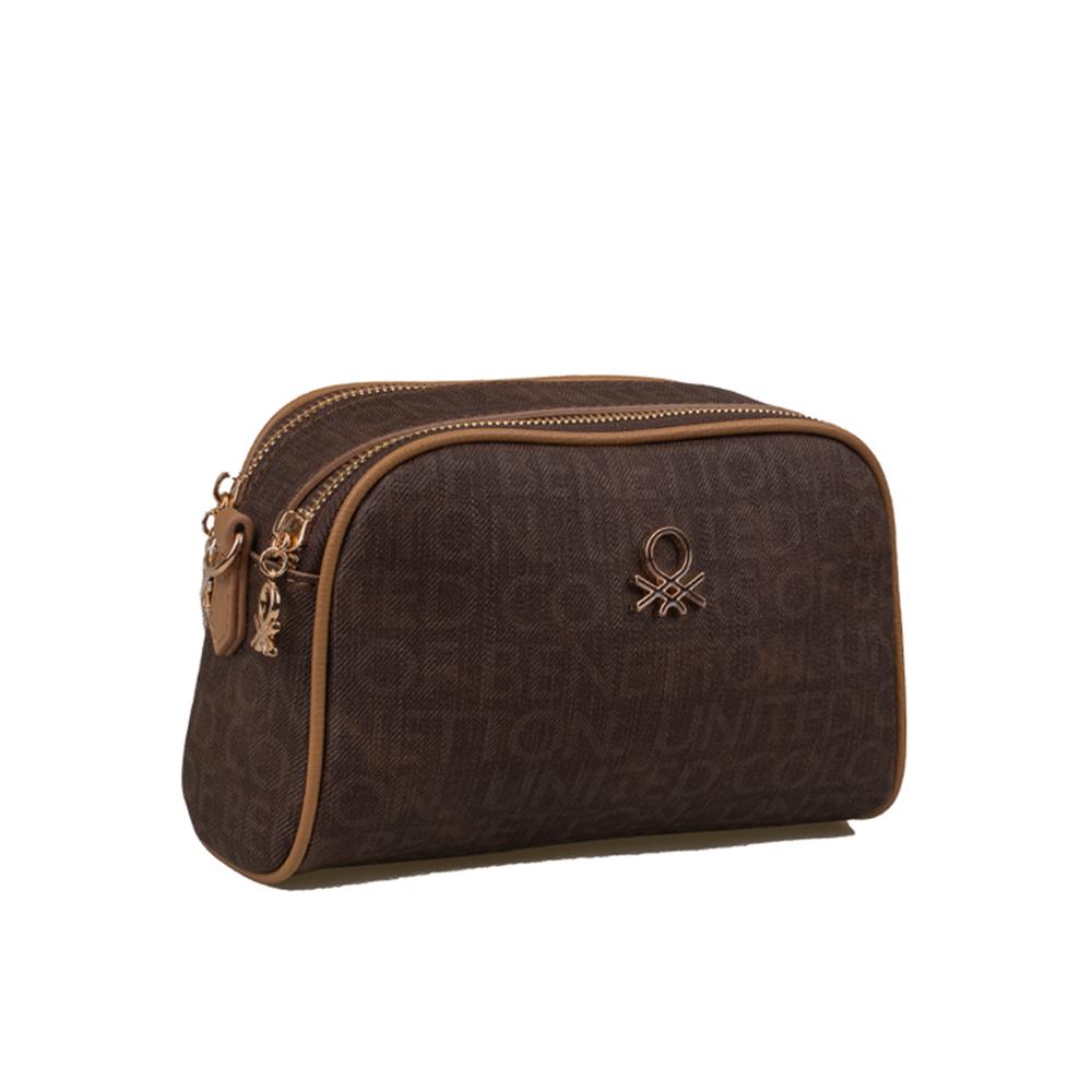 Benetton Kahverengi  Monogram Eskitme Kadın Çapraz Çanta BNT 1278