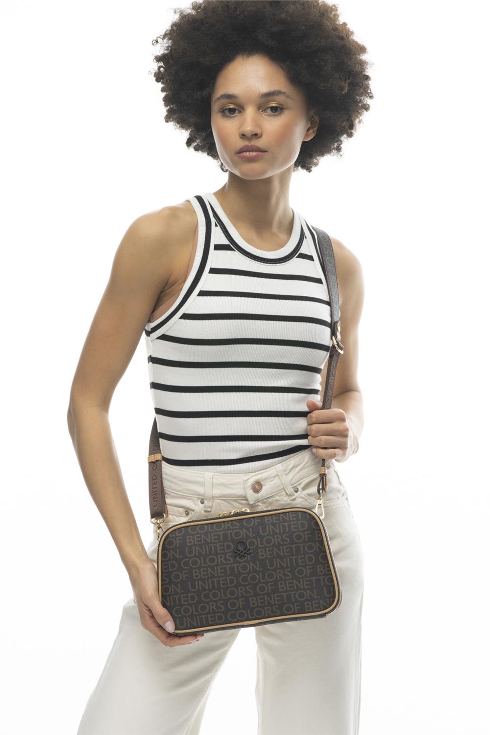 Benetton Kahverengi Monogram Kadın Çapraz Çanta BNT951