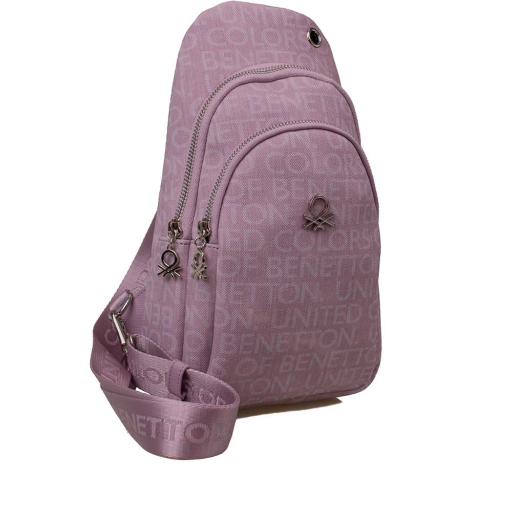 Benetton Lila  BNT 1286 Eskitme Monogram Kadın Vücut Çantası