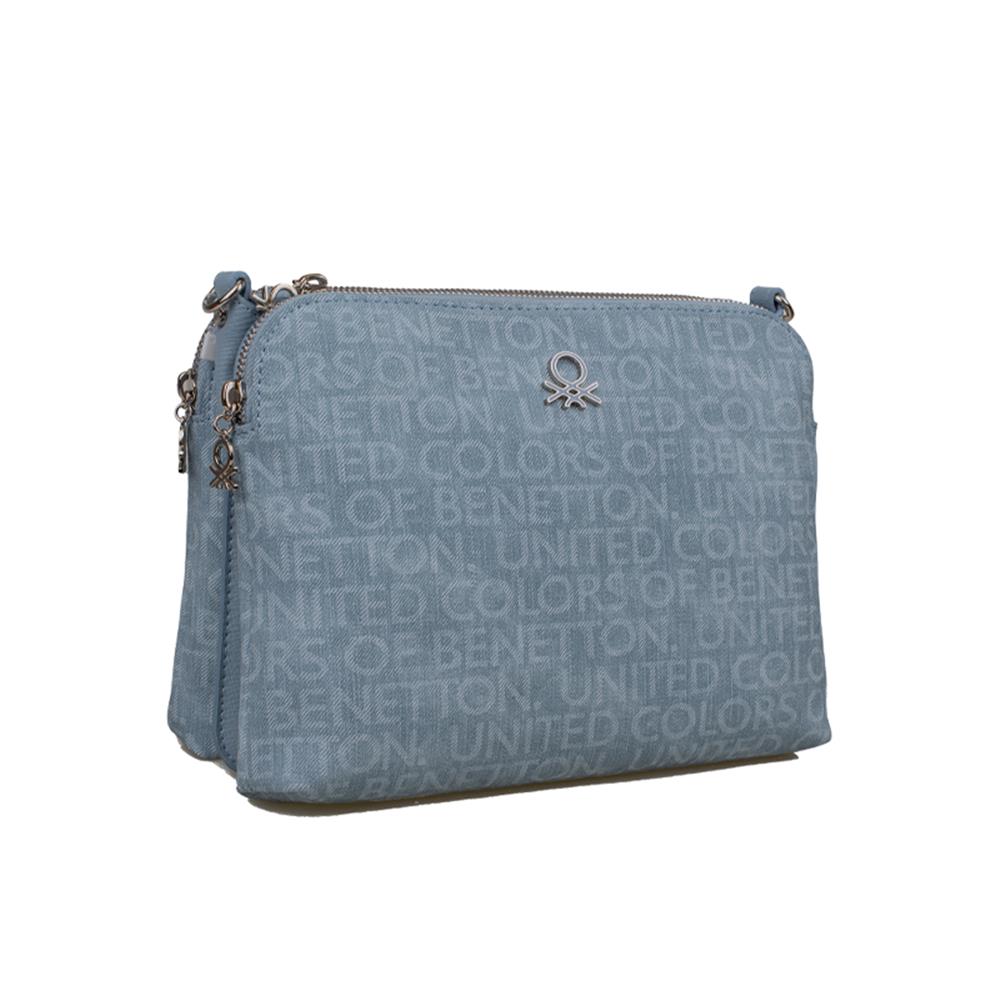 Benetton Mavi  Monogram Eskitme Kadın Çapraz Çanta BNT 1275