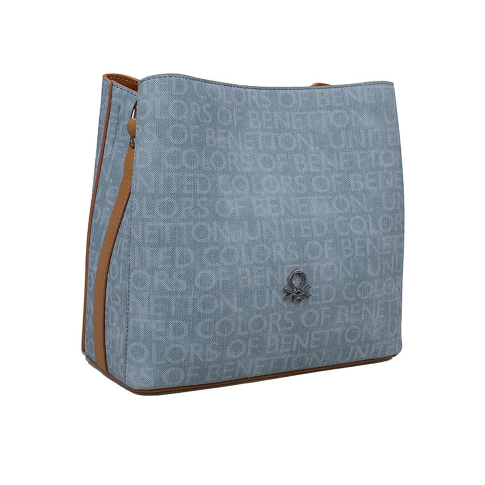 Benetton Mavi  Monogram Eskitme Kadın Çapraz Çanta BNT 1298