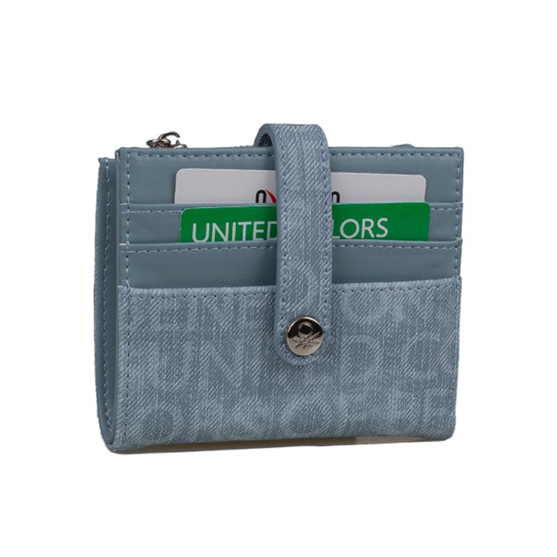 Benetton Mavi  Monogram Eskitme Kadın Küçük Kartlık BNT 1309
