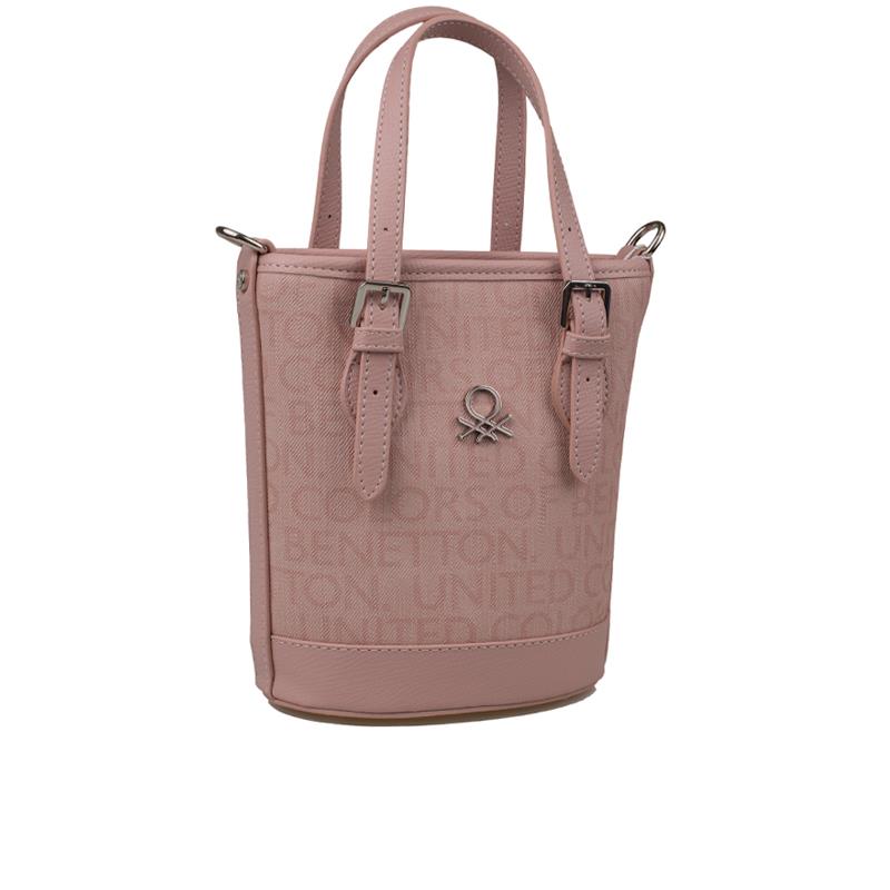 Benetton Pudra  Monogram Eskitme Kadın Küçük El Çantası BNT 1329