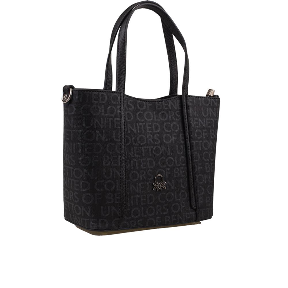 Benetton Siyah  Monogram Eskitme Kadın El Çantası BNT 1317