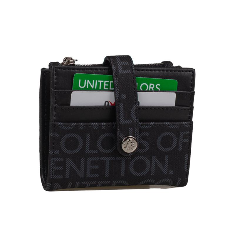Benetton Siyah  Monogram Eskitme Kadın Küçük Kartlık BNT 1309