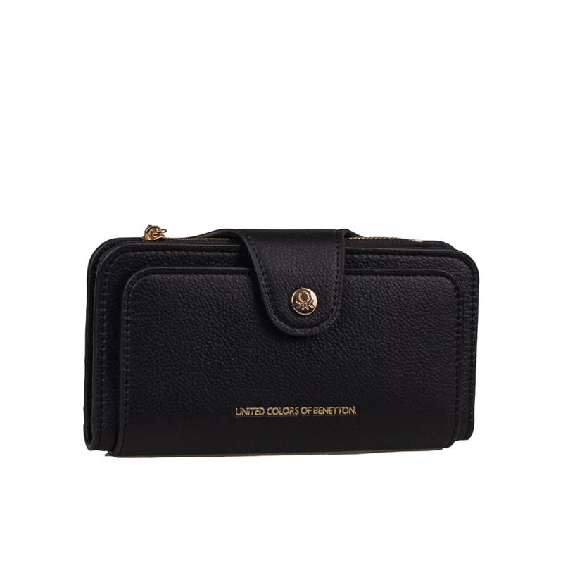 Benetton Siyah  Sofline Kadın Deri Geniş Cüzdan BNT 1443