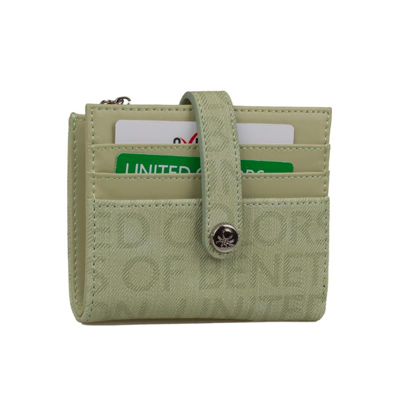 Benetton Yeşil  Monogram Eskitme Kadın Küçük Kartlık BNT 1309